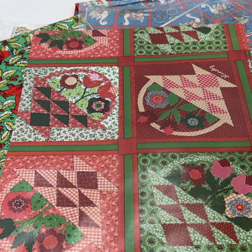 NOS Sheets Vintage Flat Vintage Christmas Gift Wrap + Cards Current Co. 1982